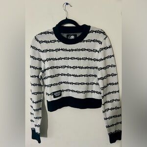 Lurking Class Black and White Barbed-Wire Striped Sweater